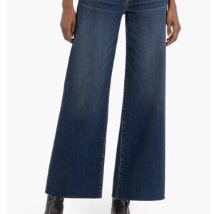 KUT Jeans - Meg Fab Ab High Waist Raw Hem Wide Leg - Size 6